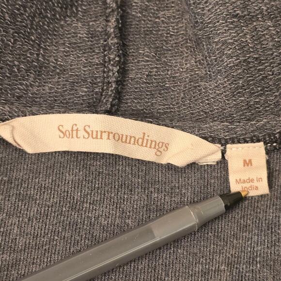 SoftSurroundings Oasis Hoodie Women’s M Charcoal Gray Pullover Ribbed Terrycloth - Picture 8 of 11